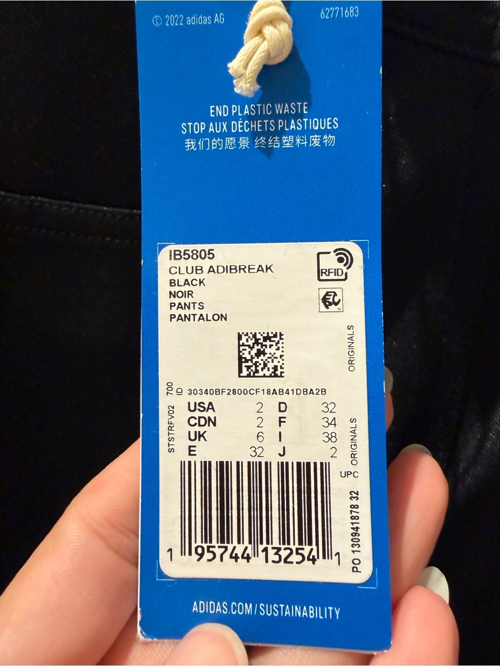 Adidas Originals Blue Version Adibreak Snap Track Pants NWT Black Sz 2 - Picture 9 of 10